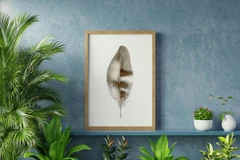 Image of a feather watercolor painting by Shayna Larsen, originals & prints available