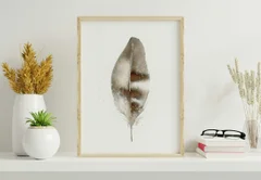 Image of a feather watercolor painting by Shayna Larsen, originals & prints available