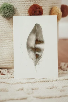Image of a feather watercolor painting by Shayna Larsen, originals & prints available