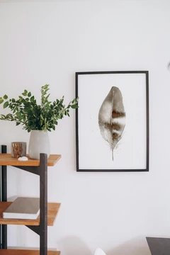 Image of a feather watercolor painting by Shayna Larsen, originals & prints available