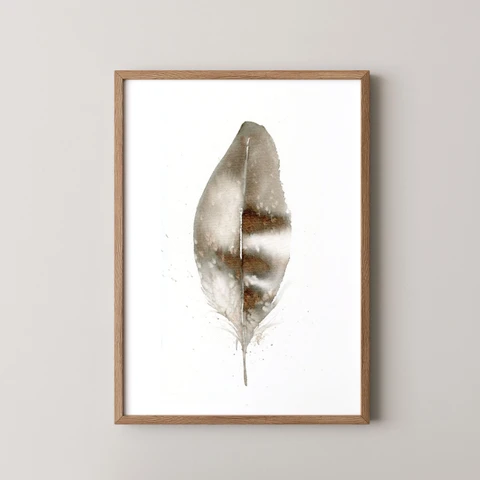 Image of a feather watercolor painting by Shayna Larsen, originals & prints available