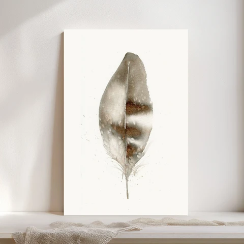Image of a feather watercolor painting by Shayna Larsen, originals & prints available