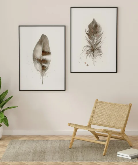 Image of a feather watercolor painting by Shayna Larsen, originals & prints available