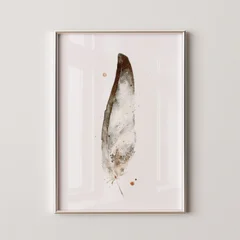 Image of a feather watercolor painting by Shayna Larsen, originals & prints available