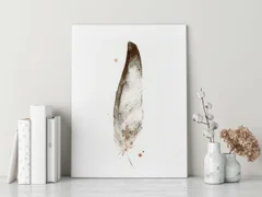 Image of a feather watercolor painting by Shayna Larsen, originals & prints available