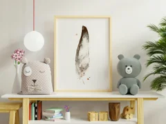 Image of a feather watercolor painting by Shayna Larsen, originals & prints available