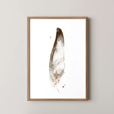 Image of a feather watercolor painting by Shayna Larsen, originals & prints available