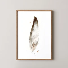 Image of a feather watercolor painting by Shayna Larsen, originals & prints available