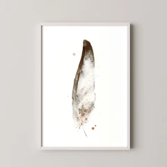 Image of a feather watercolor painting by Shayna Larsen, originals & prints available