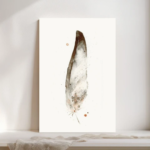 Image of a feather watercolor painting by Shayna Larsen, originals & prints available