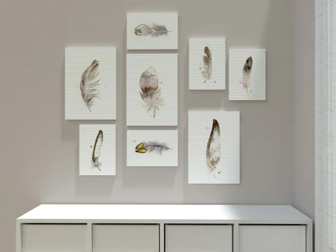 Image of a feather watercolor painting by Shayna Larsen, originals & prints available