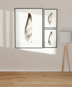 Image of a feather watercolor painting by Shayna Larsen, originals & prints available