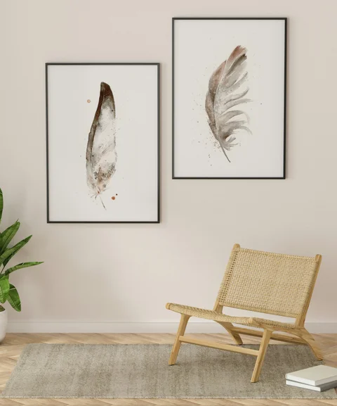 Image of a feather watercolor painting by Shayna Larsen, originals & prints available
