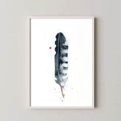 Image of a feather watercolor painting by Shayna Larsen, originals & prints available
