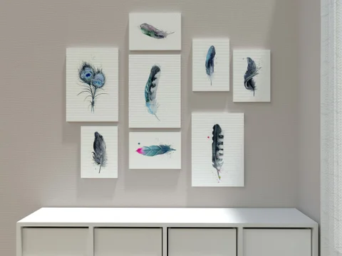 Image of a feather watercolor painting by Shayna Larsen, originals & prints available