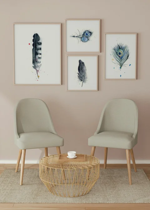 Image of a feather watercolor painting by Shayna Larsen, originals & prints available