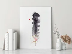 Image of a feather watercolor painting by Shayna Larsen, originals & prints available