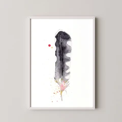 Image of a feather watercolor painting by Shayna Larsen, originals & prints available