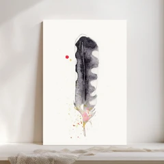 Image of a feather watercolor painting by Shayna Larsen, originals & prints available