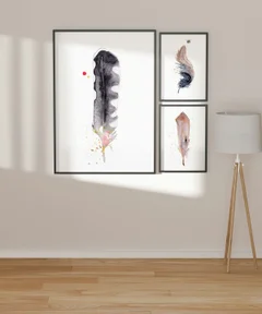 Image of a feather watercolor painting by Shayna Larsen, originals & prints available