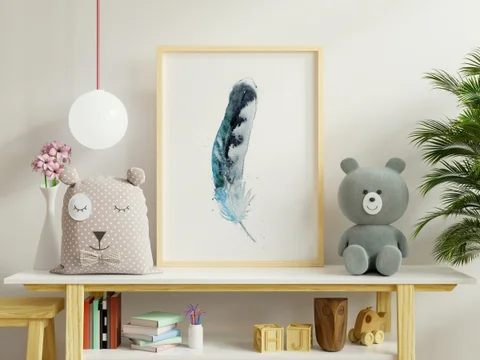 Image of a feather watercolor painting by Shayna Larsen, originals & prints available