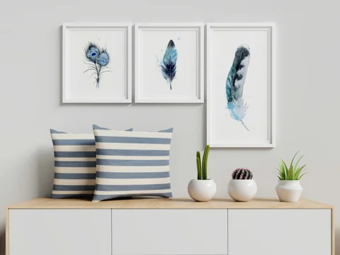Image of a feather watercolor painting by Shayna Larsen, originals & prints available