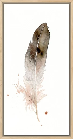 Image of a feather watercolor painting by Shayna Larsen, originals & prints available