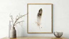 Image of a feather watercolor painting by Shayna Larsen, originals & prints available