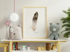 Image of a feather watercolor painting by Shayna Larsen, originals & prints available