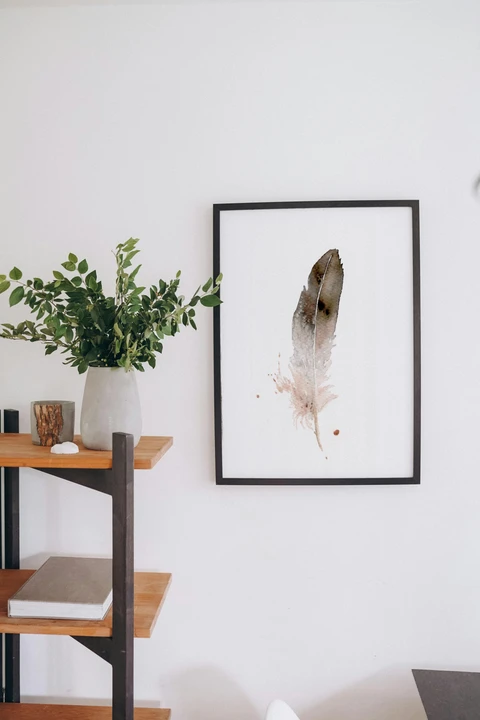 Image of a feather watercolor painting by Shayna Larsen, originals & prints available