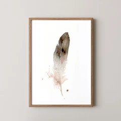 Image of a feather watercolor painting by Shayna Larsen, originals & prints available
