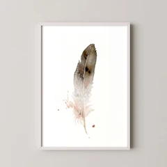 Image of a feather watercolor painting by Shayna Larsen, originals & prints available