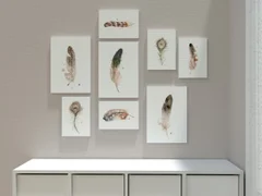 Image of a feather watercolor painting by Shayna Larsen, originals & prints available