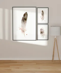 Image of a feather watercolor painting by Shayna Larsen, originals & prints available