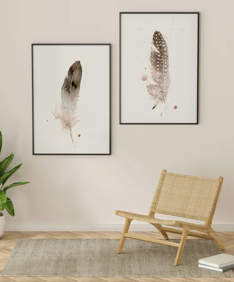 Image of a feather watercolor painting by Shayna Larsen, originals & prints available