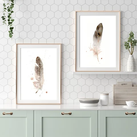 Image of a feather watercolor painting by Shayna Larsen, originals & prints available