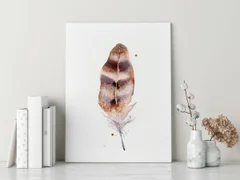 Image of a feather watercolor painting by Shayna Larsen, originals & prints available