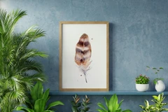 Image of a feather watercolor painting by Shayna Larsen, originals & prints available