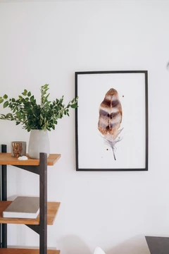 Image of a feather watercolor painting by Shayna Larsen, originals & prints available