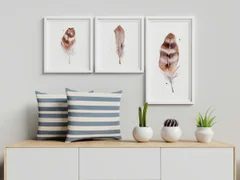 Image of a feather watercolor painting by Shayna Larsen, originals & prints available