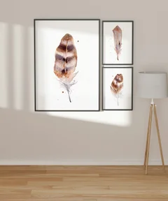 Image of a feather watercolor painting by Shayna Larsen, originals & prints available