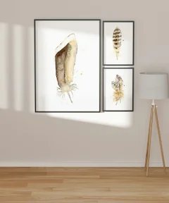 Image of a feather watercolor painting by Shayna Larsen, originals & prints available