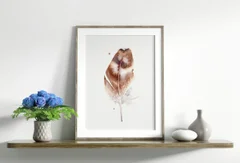 Image of a feather watercolor painting by Shayna Larsen, originals & prints available