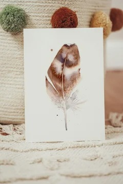 Image of a feather watercolor painting by Shayna Larsen, originals & prints available