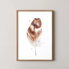 Image of a feather watercolor painting by Shayna Larsen, originals & prints available