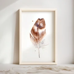 Image of a feather watercolor painting by Shayna Larsen, originals & prints available