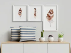 Image of a feather watercolor painting by Shayna Larsen, originals & prints available