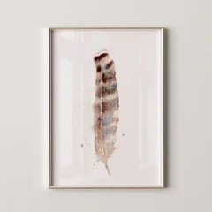 Image of a feather watercolor painting by Shayna Larsen, originals & prints available