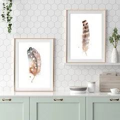 Image of a feather watercolor painting by Shayna Larsen, originals & prints available