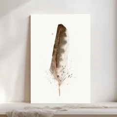Image of a feather watercolor painting by Shayna Larsen, originals & prints available